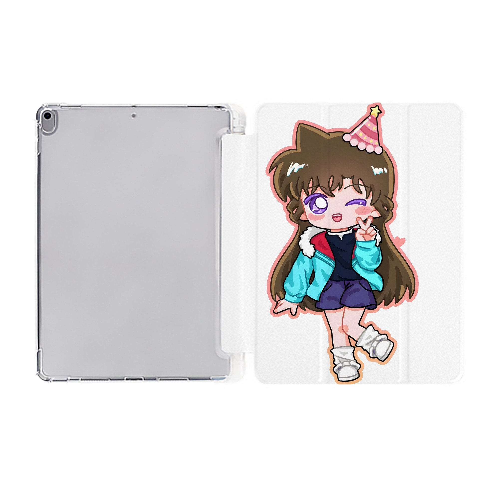 （画像用） 名探偵コナン 毛利 蘭 もうり らん、モーリ ラン Detective Conan Rachel Moore IPad ケース ペン収納付き 三つ折りスタンド PUレザー×シリコン 対応機種9.5/10.5/10.9インチ
